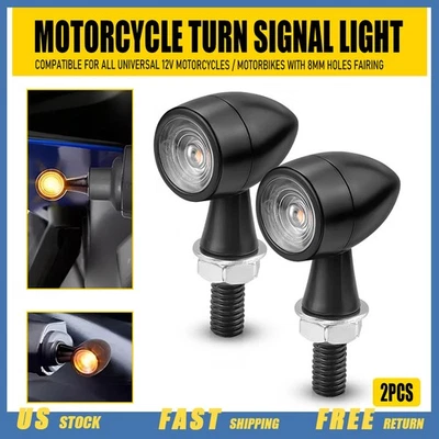Mini intermitente de luz de señal de giro LED negro para motocicleta para Bobber Café Racer Foto 1 de 4