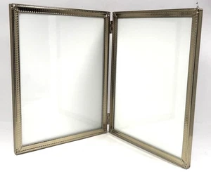 Vintage Bilderrahmen aufklappbar beidseitig geätzt Messing 8x10 goldfarben • stehend • MCM - Bild 1 von 6