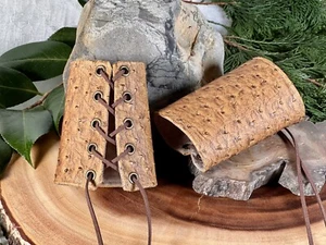 Size Small Cosplay Faux Ostrich Pleather Warrior Armor Cuffs Sold As A Pair - Picture 1 of 4