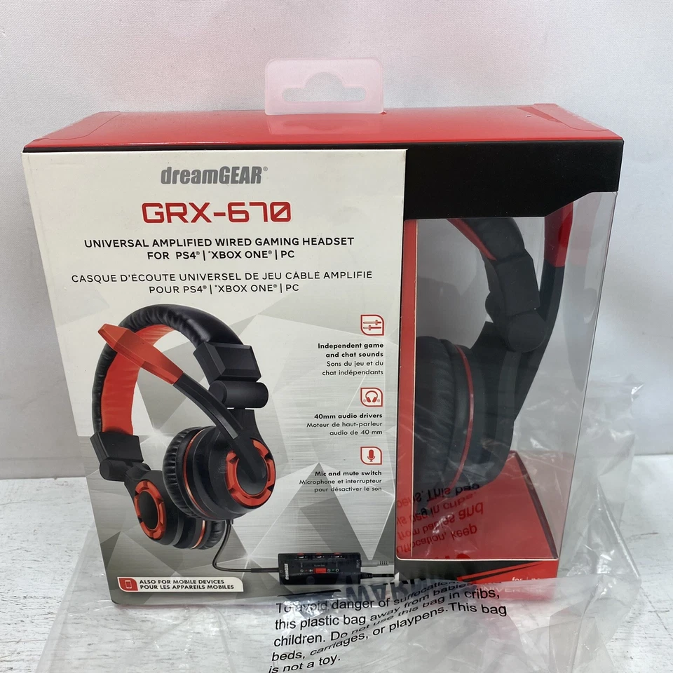 DreamGEAR Universal GRX-670 Gaming Headset NEW Sealed Red Black Amplified Wired - Image 1 of 4