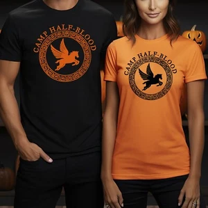 Happy Halloween T-Shirt pumpkin spooky Unisex Mens, Camp half Blood 3 - Picture 1 of 3