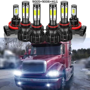 Fit Freightliner Columbia 2005-17 9005 9006 H11 LED Headlight Hi/Lo Beam Bulbs - Picture 1 of 12