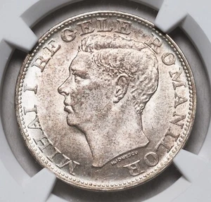 1944, Kingdom of Romania, Mihai I. Beautiful Silver 500 Lei Coin. NGC MS-64! - Picture 1 of 4
