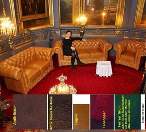 Chesterfield Newby  3+2+1 Echtes luxus Rinder Aniline Leder E1000 Federkern - Bild 1 von 24