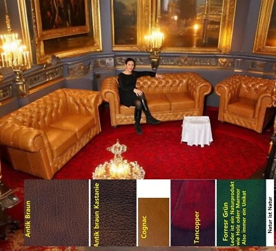 Chesterfield Newby  3+2+1 Echtes luxus Rinder Aniline Leder E1100 Federkern - Bild 1 von 4