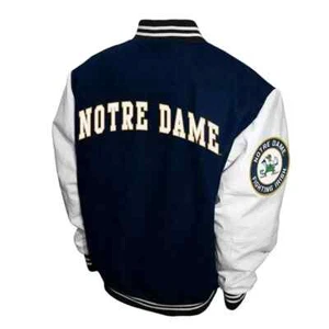 Letterman Notre Dame Fighting Irish Graduate Navy and White Varsity Jacket - Picture 1 of 3