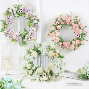 Hanging Artificial Rose Flower Garland Party Wedding Wreath Door Home Decor 40cm - Picture 1 of 12