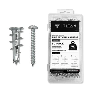 50er-Pack Selbstbohrende Zink Trockenbau Anker mit Schrauben Kit | Hält 75 Pfund. - Bild 1 von 7
