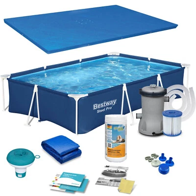BESTWAY 7 in 1 Frame Pool Gartenpool Schwimmbecken mit Filterpumpe  259x170x61cm - Bild 1 von 4