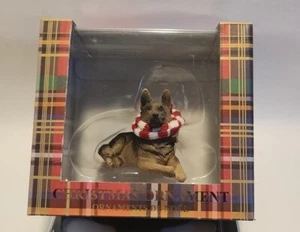 Sandicast German Shepherd with Red & White Scarf Christmas Dog Ornament - Picture 1 of 4