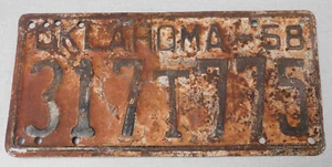 1958 Oklahoma truck license plate - Picture 1 of 1