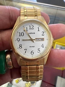 Lorus LR0246 Gold Tone Quartz Analog Men's Watch Sz. 7 1/4"🍺(PRE-OWND) - Picture 1 of 6