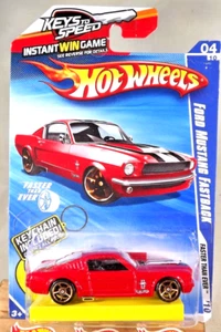 2010 Hot Wheels Walmart Keychain #132 Faster Than Ever FORD MUSTANG FASTBACK Red - Picture 1 of 6