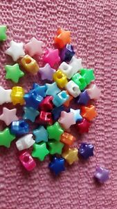 100 Mixed Pearl Star Shape 13mm Pony Beads