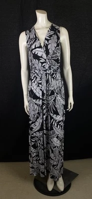 Apt. 9 Black & White Floral Maxi Dress, Women's Size PL (Fits Regular Medium) - Image 1 of 4