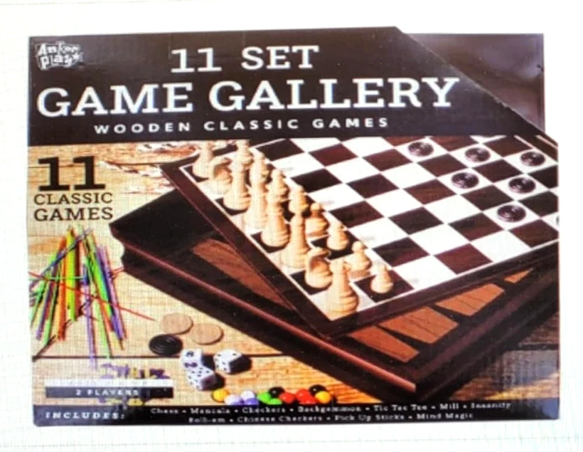 Family Game Gallery - 11 Wooden Classic 2-Player Games - Image 1 of 1