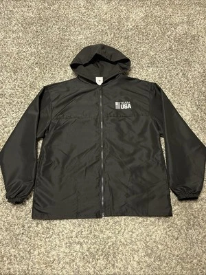 Chaqueta de calentamiento negra del Comité Olímpico de EE. UU. EQUIPO EE. UU. Talla grande L Hecha en EE. UU. Foto 1 de 4