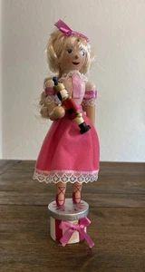 Nutcracker Ballet Girl Figure Doll Ballerina PINK Dress Wood 10” Christmas - Picture 1 of 7