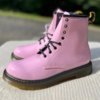 NEW Womens Size 6 Dr. Martens 1460 8-Eye Patent Leather Pale Pink Lace Up Boot - Image 1 of 4