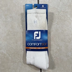Calcetines de golf FootJoy para hombre Crew ComfortSof deportivos blancos 7-12 grises con logotipo hechos en EE. UU. - Imagen 1 de 10