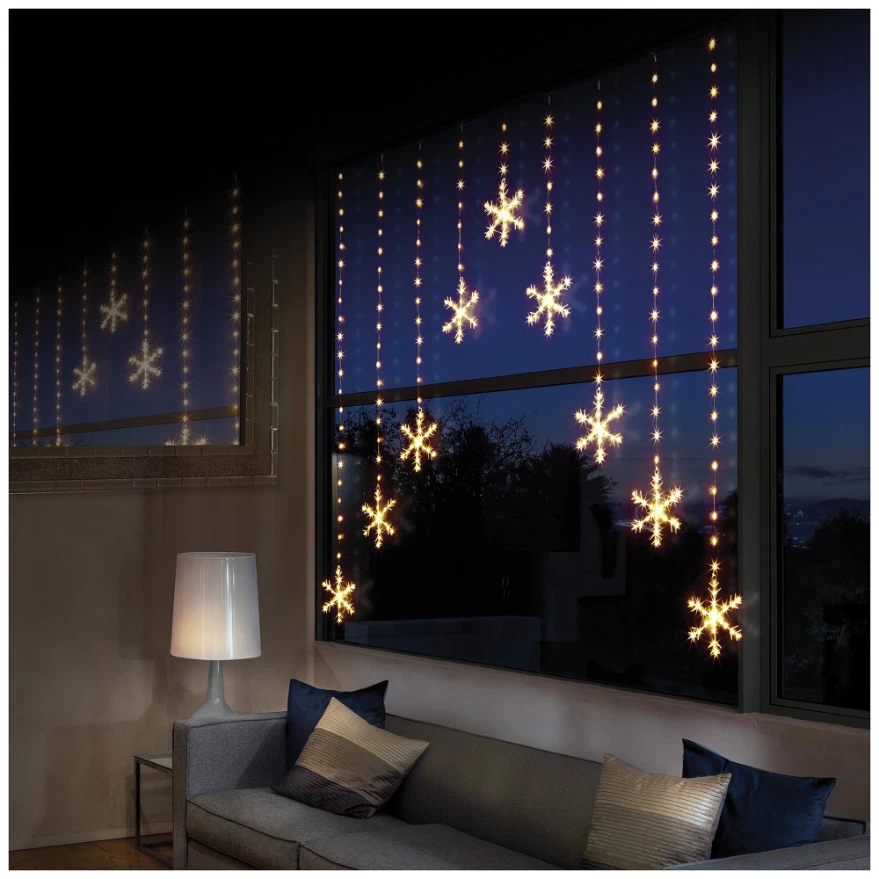 Premier - 339 LED Snowflake Curtain Light, Warm White, 1.2x1.2m - Image 1 of 1