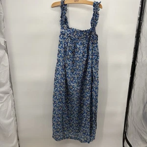 Vestido J.Crew Algodón Voile Volantes Cambio Midi Cobalto Floral Romántico Talla Grande - Imagen 1 de 7