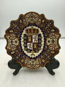 Vintage Cloisonne Emaille Schlüssel kleiner Teller mit San Augustine Wappen - Bild 1 von 8