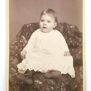 Cabinet Card Photo Child Seated On Fabric A B Hamor Lawrence Massachusetts - Picture 1 of 6