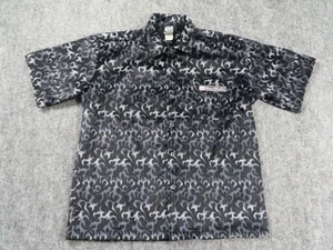 MauiBuilt Shirt Mens Large Black Gray Flames Hawaiian Button Up Made in USA - Picture 1 of 9