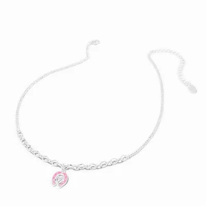 Claire's Pink Horseshoe Heart Pendant Necklace (G131424-1 BIN#7) - Picture 1 of 7