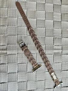 AppleWatch Hermès-42mmBeige deWeimar/Blanc BridonAttelage Double tour. BAND ONLY - Zdjęcie 1 z 6