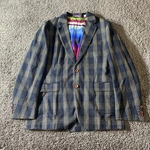 Robert Graham Suit Jacket Mens 42 Abstract Seersucker Sport Coat Blazer - Picture 1 of 12