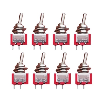Mxuteuk 8Pcs SPST Mini Toggle Switch Miniature On/Off Switch 2 Terminal 2 Positi - Image 1 of 4