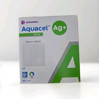 Aquacel Ag+ Extra Silver 15cm x 15cm (X5) Premium Absorbent Skin Protection Pads - Image 1 of 3