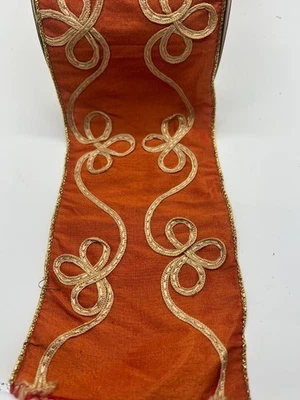 New Lions WDECANTER C2 Rust 4" x 8.5 Yds Wired Edged Ribbon - Image 1 of 4