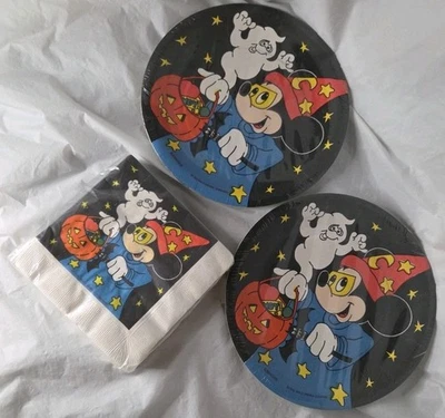 Hechicero Mickey Mouse Halloween 12 Platos Y 20 Servilletas - Calabaza Fantasma  Foto 1 de 4