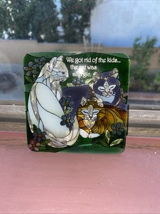 Joan Baker "Tiffany Cats" Vintage bemaltes Glas - Bild 1 von 6