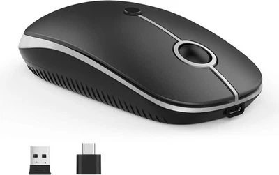 USB-C Wireless Mouse Dual Mode 2.4G Cordless for MacBook PC Black - Image 1 of 4