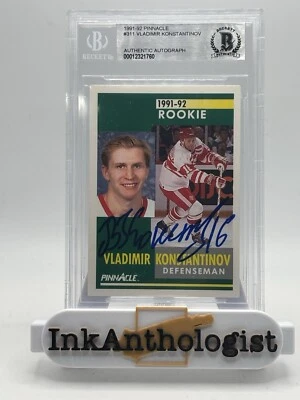 1991-92 Pinnacle #311 Vladimir Konstantinov Signed Auto RC BAS Beckett - Image 1 of 3