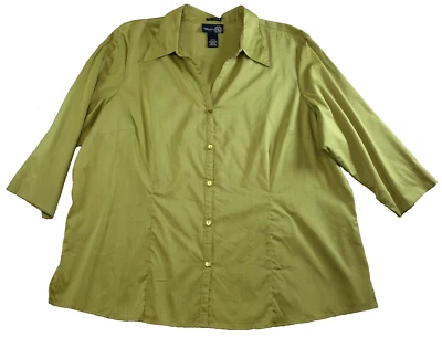 Blusa Venezia Jeans para mujer talla 18/20 verde elástica con botones mangas 3/4 nueva sin etiquetas Foto 1 de 4