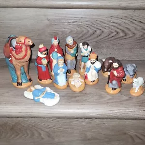 Vintage Christmas Hand Painted Nativity Set 1979 13 Piece Set - Picture 1 of 16