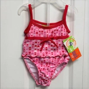 Penelope Mack Pink Red Heart Print UPF Protection Tankini Bikini Size 18M NWT - Picture 1 of 4