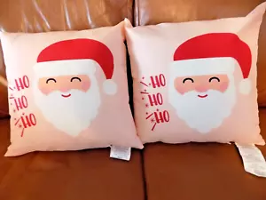 Two (2) Sofa Throw Pillows Santa Claus Ho Ho Ho Christmas Holiday Decor 15" NWT - Picture 1 of 3