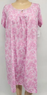 NWT Womens S/S Nightgown Croft & Barrow Pink Floral Cotton Blend Knit - Image 1 of 4