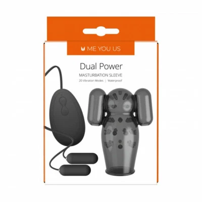 DUAL POWER MASTURBATION SLEEVE Vibrator Sex ToyMasturbator Men 20 Modes - Image 1 of 4