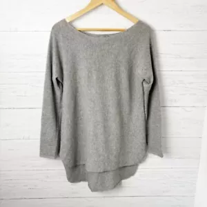 Halogen 100% Cashmere Boatneck Tunic Length Sweater Grey Medium - Picture 1 of 9