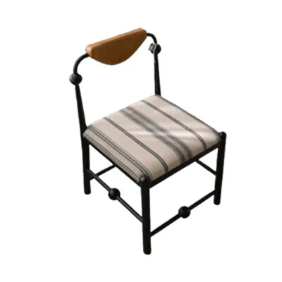 Modern simple dining table and chairs wrought iron back chair black makeup chair - Image 1 of 4