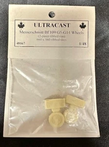 Ultracast #48167 1/48 - Messerschmitt Bf 109 G5-G14 Wheels (2-piece ribbed rim) - Picture 1 of 2