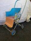 1950's Vintage Metal Doll Stroller By Ohio Art Pink And Blue With Lambs Painted