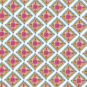 Tiles Multicolor Tuli Fabric by Ellen Crimi-Trent for Clothworks Cotton 1/2 Yard - Picture 1 of 2